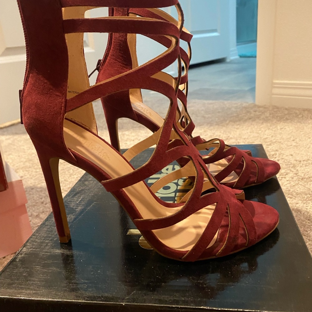 Elegant Burgundy Strappy Heels